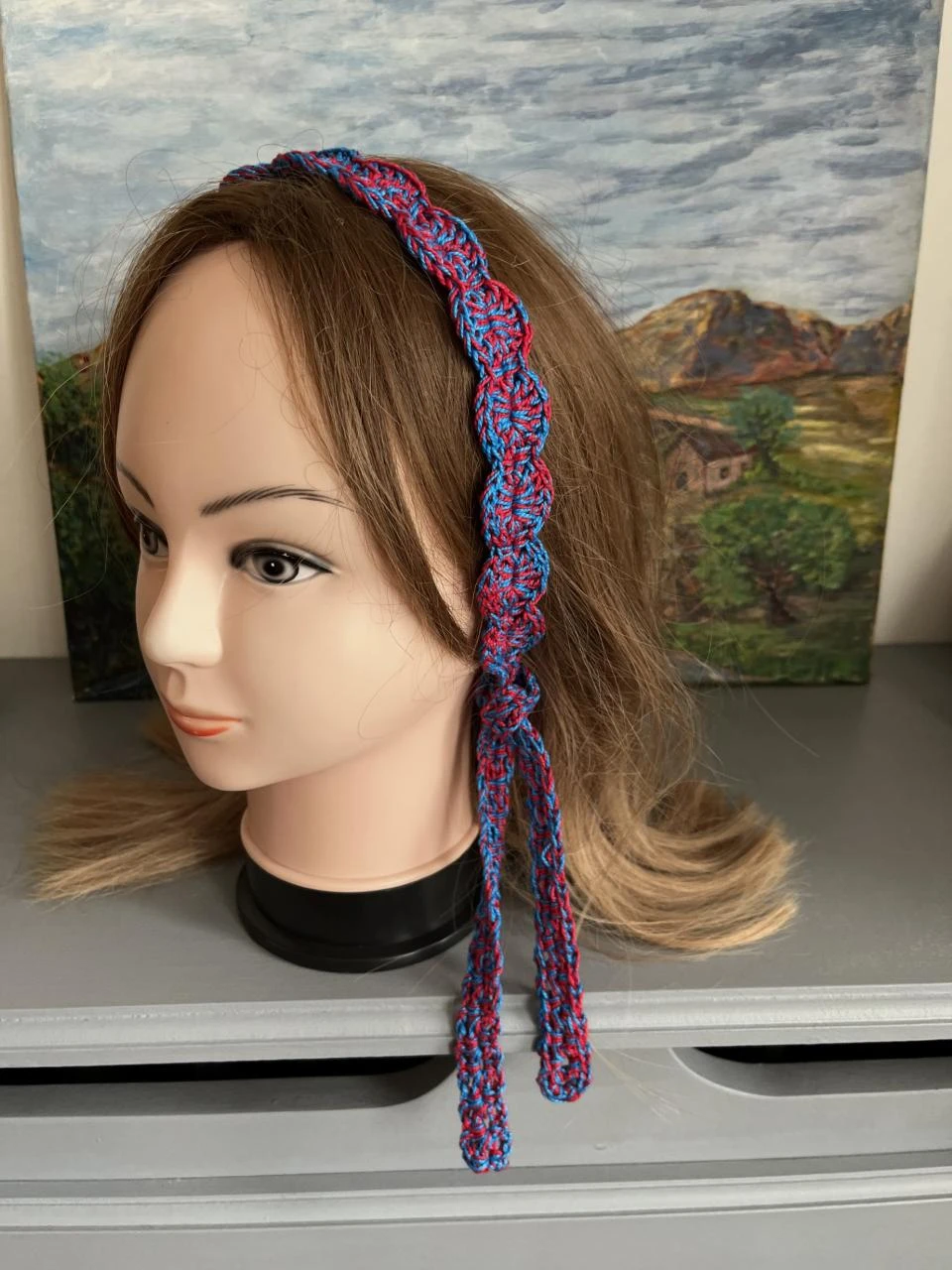 Bandeau Serre tête Headband Stirnband Hoofdband Venda 1m10 Coton Rouge Bleu tuqu